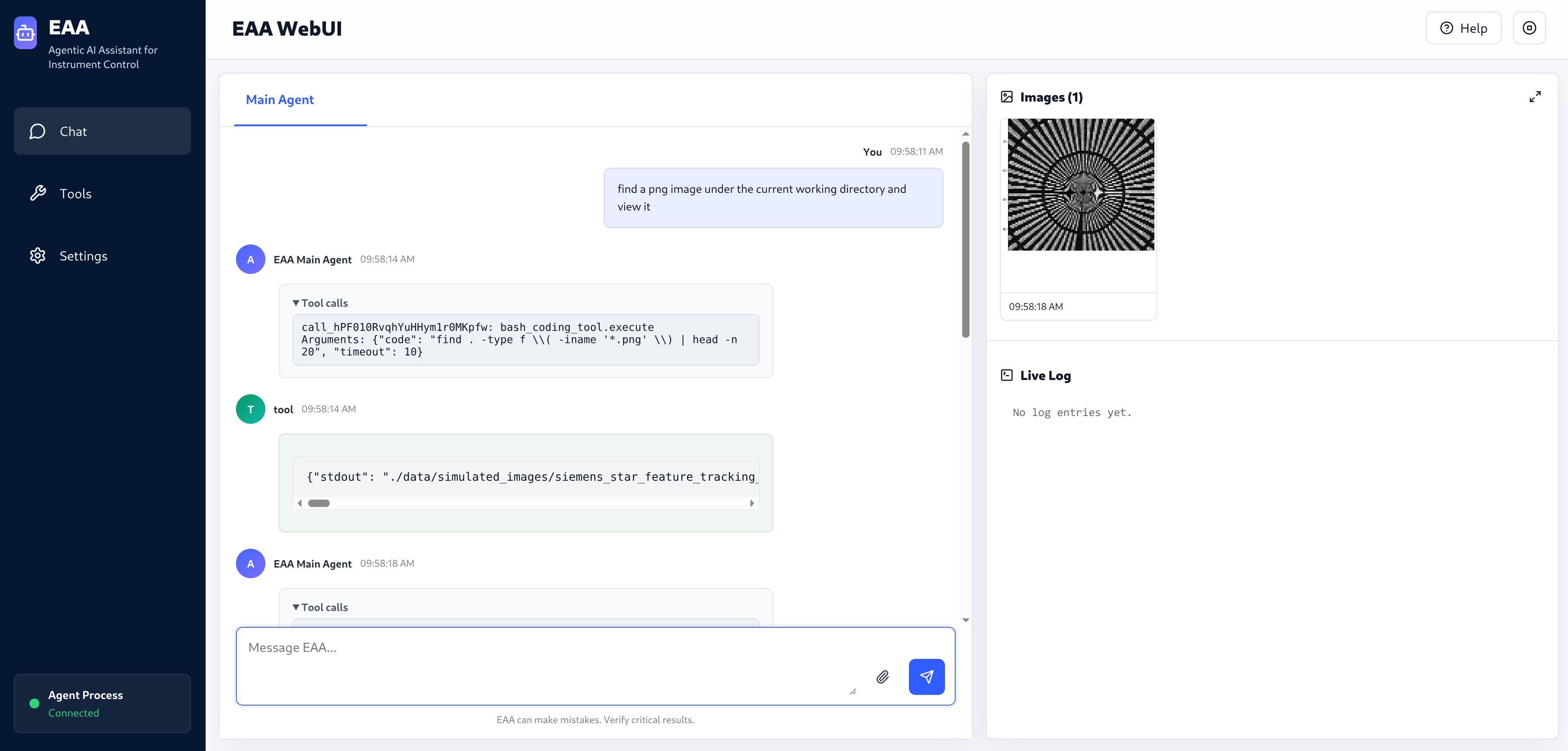 EAA WebUI chat view