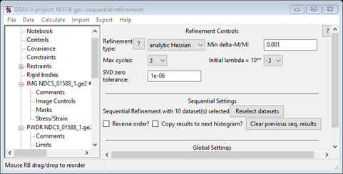 GSAS-II project: NiTi-B.gpx (sequential refinement)