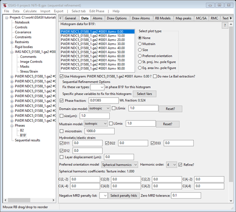 GSAS-II project: NiTi-B.gpx (sequential refinement)