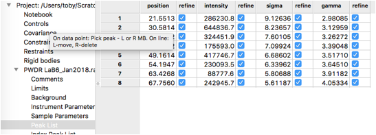 Turn on refinement of all individual peak widths