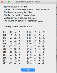 Generated Symmetry Info for P m \overline{3} m