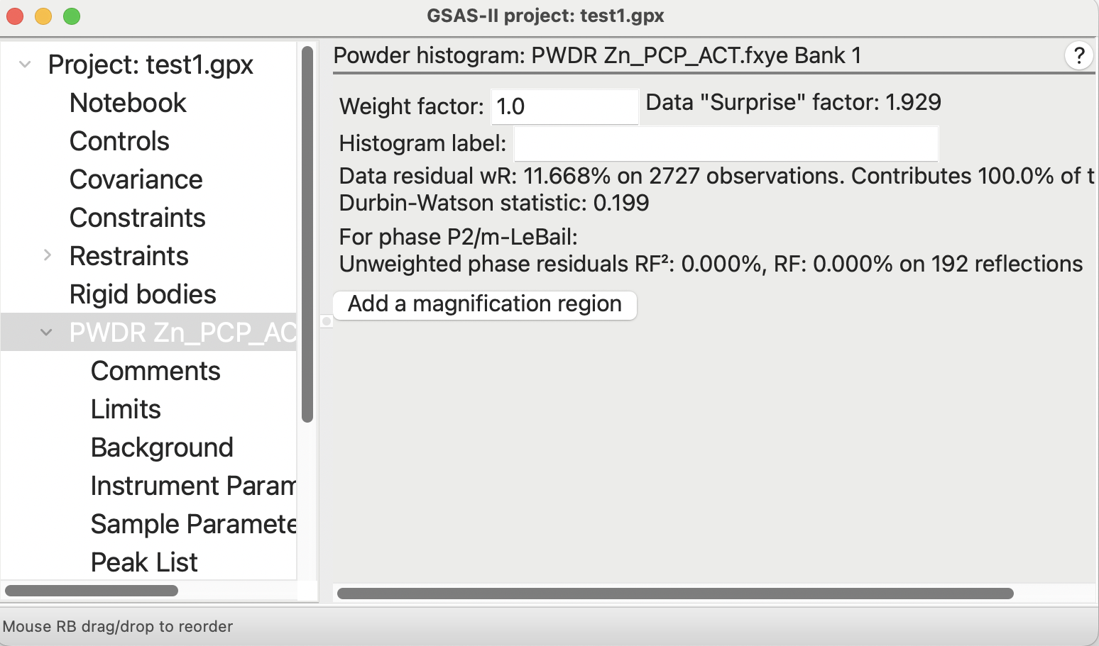 Example of GSAS-II GUI with the font increased by 3 units (font=3)