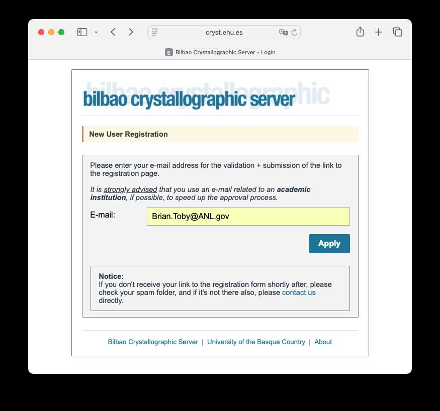 Initial Registration Page