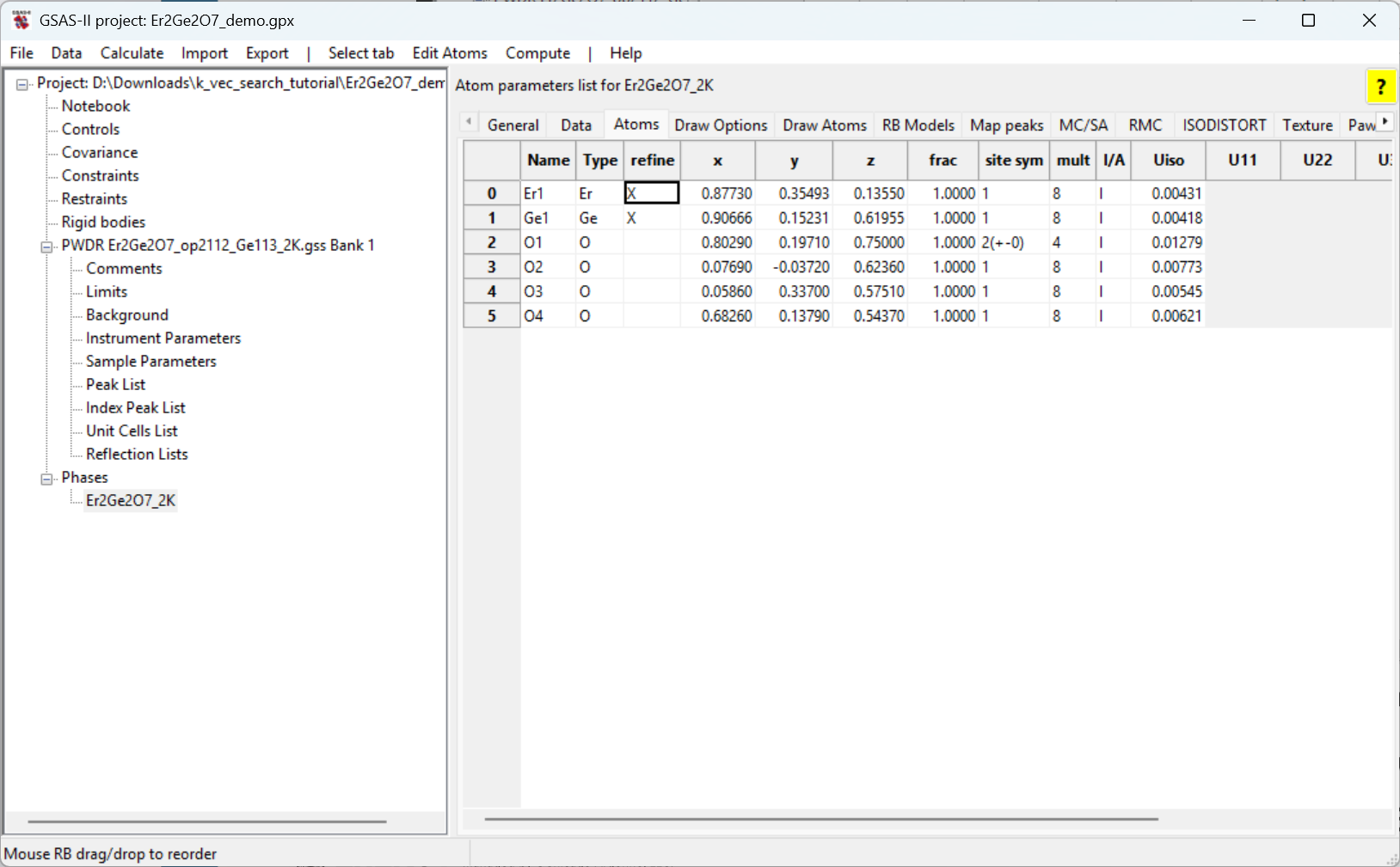 Setting atom refinement flags