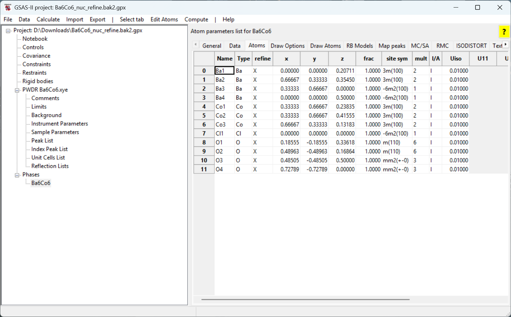 Setting atom refinement flags